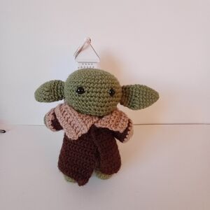 Cute Green and Brown Handmade Yoda Crochet Doll 7"